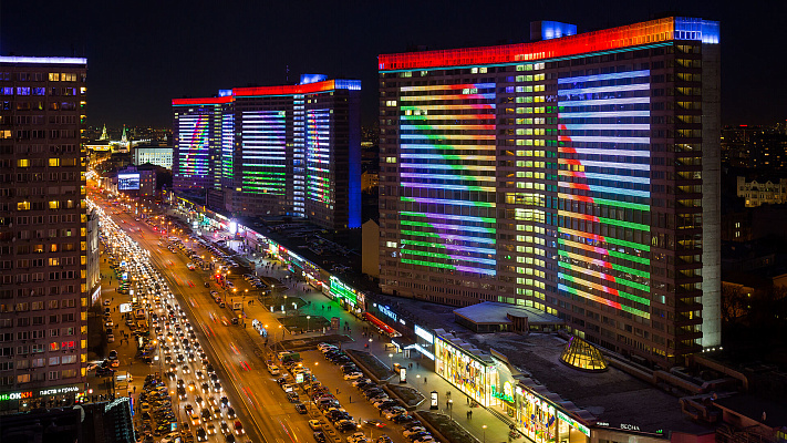 Контент для медиафасадов на Новом Арбате